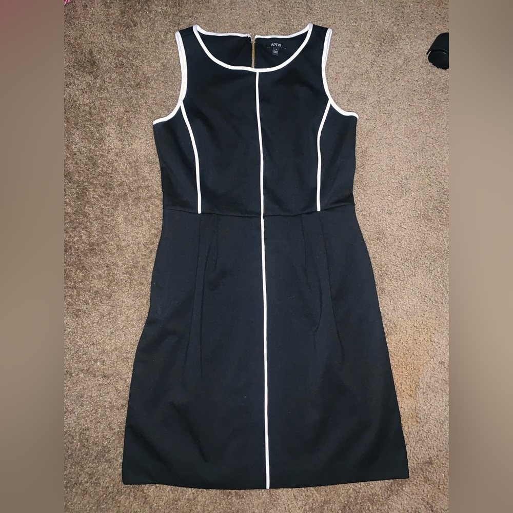 Apt. 9 Small Black & White Formal Symmetrical Sleeveless Zip Up Midi Dress